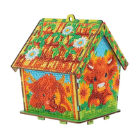Kit de Modélisme DIY en Bois 3D pour Peinture Diamantée, Modèle de Chalet, Drapeau Américain, Aigle, Ensemble d'Art Diamanté 5D, Décoration et Cadeau pour le Jour de l'Indépendance