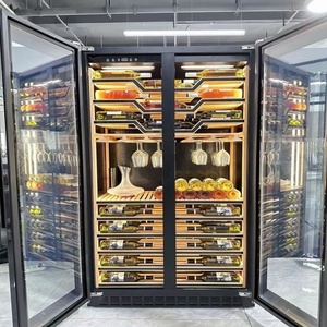 Nueva llegada dos puertas de cristal con función de calefacción enfriador de <span class=keywords><strong>vino</strong></span> <span class=keywords><strong>el</strong></span>éctrico bodega nevera o tamaño personalizado bodega - Product Image 1