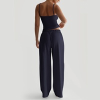 Ensemble deux pièces décontracté pour femme, style tendance 2026 : débardeur court et pantalon large, en fibre de lait, 5 couleurs, pour le quotidien ou le sport