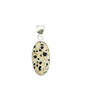 Colgante Ligero de Jaspe Dálmata, Plata de Ley 925, Gema Ovalada, Joyería al por Mayor para Mujer - Product Image 4