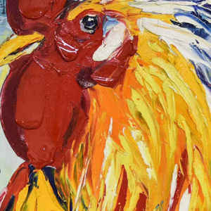 <span class=keywords><strong>Peinture</strong></span> à l'huile <span class=keywords><strong>moderne</strong></span> de <span class=keywords><strong>coq</strong></span> arc-en-ciel peinte à la main - Portrait coloré d'animal de ferme sur toile de coton et de lin pour décoration murale de la maison - Product Image 5