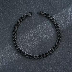 Chaîne cubaine tendance hip-hop en acier inoxydable avec breloque cœur torsadée et fermoir mousqueton plaqué noir, bijoux de mode pour hommes, vente en gros - Product Image 6