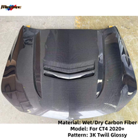 Capot en fibre de carbone sèche, directement d'usine, pour Cadillac CT4 2020+, mise à niveau vers un capot de style V, kit de conversion de voiture, pièces de carrosserie