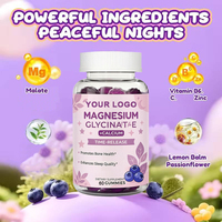 Gummies de glycinate de magnésium et de calcium à libération prolongée OEM/ODM pour la santé osseuse et la qualité du sommeil des enfants, 60 unités