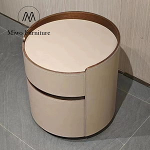 Mesitas de Noche Modernas para Dormitorio, Muebles de Lujo para Hotel, con Almacenamiento en Cuero, 2 Cajones, Mesa Auxiliar para Cama - Product Image 4