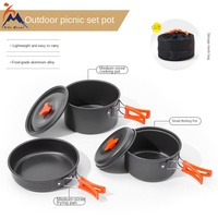 Ensemble de cuisine d'extérieur en oxyde d'aluminium 2-3 pièces, portable, multifonctionnel, pour camping et pique-nique, avec pot, bol et réchaud à gaz DS-300