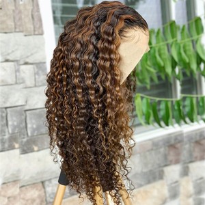 Parrucche Frontali in Pizzo con Capelli Umani Vergini Pre-plucked, Onda Profonda, Colore Miele Biondo Birmano, per Donne Bianche e Nere - Product Image 1
