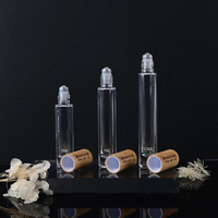 Flacon roll-on 10 ml en verre à fond épais avec bouchon en bambou et bille roulante pour huiles essentielles – Offre Spéciale