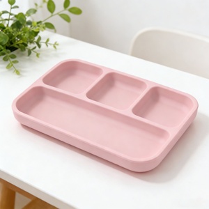 Assiettes en silicone de qualité alimentaire pour bébés et tout-petits, design divisé, sans BPA, écologiques, réutilisables, assiette à dîner pour tout-petits, best-seller - Product Image 2
