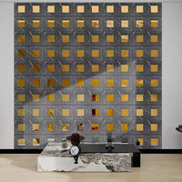 Panneaux muraux 3D en PVC poli miroir doré de luxe, design moderne pour salle à manger, salon, hôtel, appartement, utilisation pour les centres commerciaux