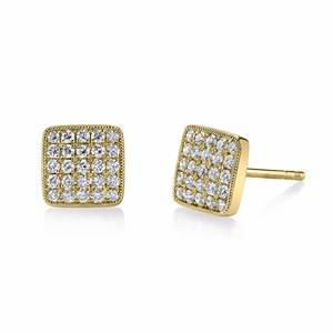 Orecchini a bottone quadrati minimalisti alla moda per donna, design scintillante intarsiato, gioielli trendy per tutti i giorni - Product Image 3
