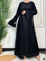 Ensemble de robe musulmane pour femmes, taille S-XL, Moyen-Orient, nouvelle robe longue à fleurs, élégante, deux pièces, robe imprimée, tenue conservatrice
