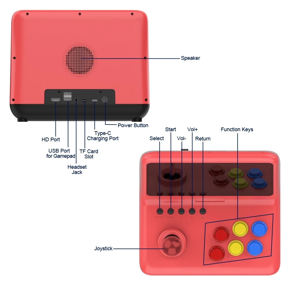 Powkiddy A12 9-Inch Retro Game Console - Quad-Core, Built-in 2500