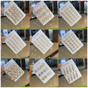 슈핑 믹스 스타일 귀걸이 대량 골드 도금 큰 꽃 모양 지르콘 스터드 귀걸이 여성용 패션 귀걸이 - Product Image 6