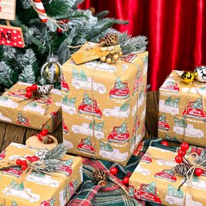 MAYPLUSS Kraft Christmas <b>Wrapping</b> <b>Paper</b> Roll 17 Inch X 33 Feet Red Vintage Truck Pattern Recyclable <b>Paper</b> - Product Image 2