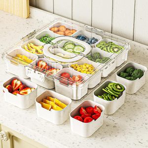 Bandeja dividida para servir con asa de tapas, 12 compartimentos, caja de aperitivos, juego de contenedores de almacenamiento de alimentos de plástico PP con tapa, estilo europeo - Product Image 4