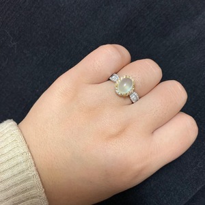 High-End Versatile Chinese Style <b>Ring</b> Xiuyu White <b>Ice</b> Material with S925 Silver Inlaid Niche 18K Plating New and Adjustable - Product Image 5