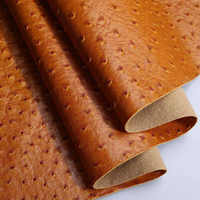 Kain Kulit Imitasi Burung Unta Premium PU Embossed Roll Tahan Air Anti Jamur Dekoratif untuk Tas Kerja Wanita, Tas Tangan, Dompet, dan Sabuk