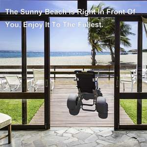 Silla de Ruedas Manual de Playa con Ruedas Grandes de Aleación de Aluminio de 20 kg, Color Azul Dragón, Certificación CE, Personalizable, Venta al Por Mayor - Product Image 4