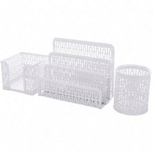 Best Price 3 Piece New Design Chain Pattern Perforated Metal Desktop Storage Kid Desk Set Desk Accessories Set Desk Sets - Product Image 3