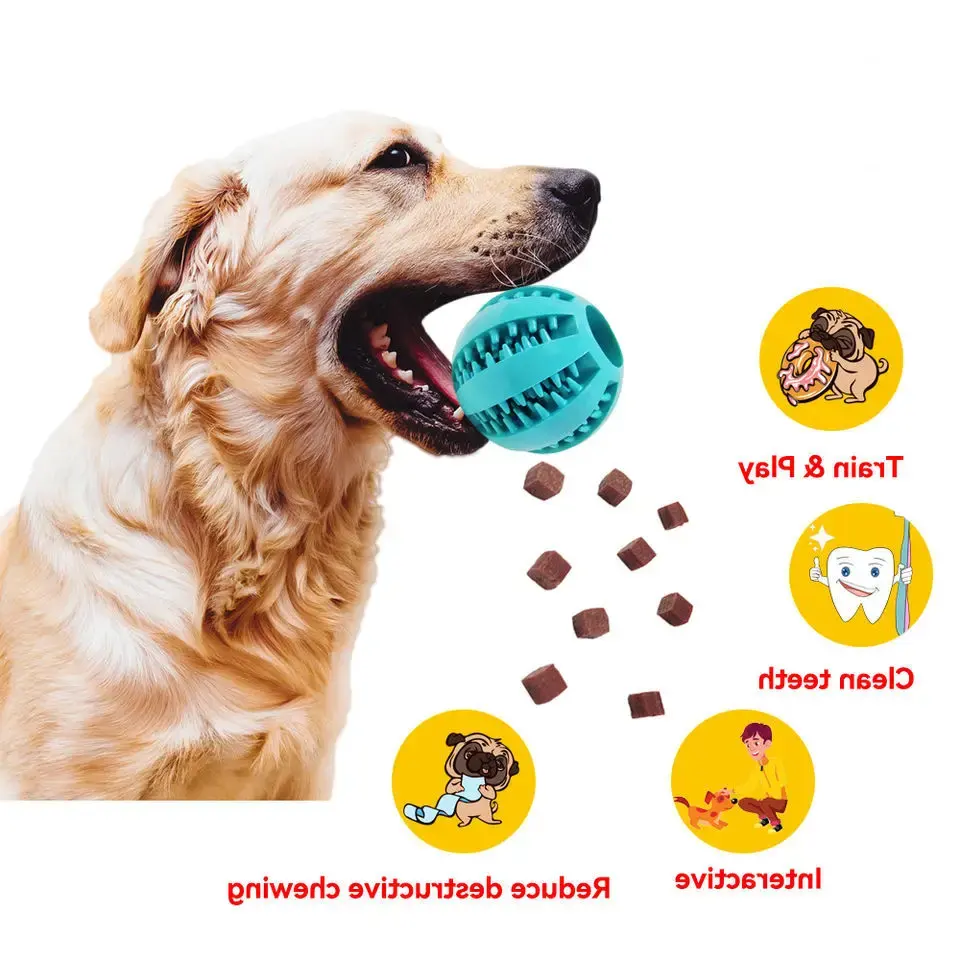 كرة مطاطية لا يمكن تدميلها مخصصة للبيع بالجملة كرة لتقديم الوجبات الخفيفة خفية في الطعام كرة لعبة مضغ للحيوانات الأليفة الكلاب