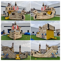 Castillo Inflable Comercial con Tobogán en Forma de Barco Pirata, de PVC EN14960, para Alquiler en Fiestas, Parques de Diversiones y Juegos Infantiles