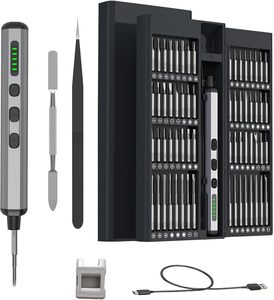 Nuevo Kit de Destornillador Eléctrico 76 en 1, 65 Puntas Magnéticas, Motor con Escobillas, Batería de Iones de Litio, 0.35N.M Torque Máximo, Precisión para Bricolaje - Product Image 1