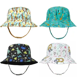 Free Sample Custom Printing Bucket Hats Baby Double Side Quick Dry Bucket Hats Kids UV Protection Sun Hats