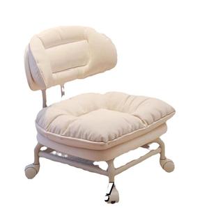 Chaise longue avec dossier et roulettes pour enfant, tabouret à coussin doux, mobilier domestique, siège rond avec roulettes - Product Image 5