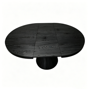 <span class=keywords><strong>Table</strong></span> à manger extensible ronde en bois au design minimaliste, base conique en MDF noir, 47"-63", pour salon ou hôtel - Product Image 4