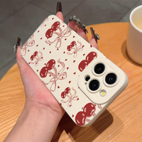Antichoc Mignon Cerise Bowknot Imprimer Filles TPU Housse de Téléphone Portable pour iPhone 16 15 14 13 Pro Max 16 Plus