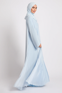 Vestido Abaya de Lujo Personalizado de Nuevo Estilo para Mujeres Musulmanas, Diseño Plisado con Cristales Bordados, Manga Larga, Abaya Abierta - Product Image 6