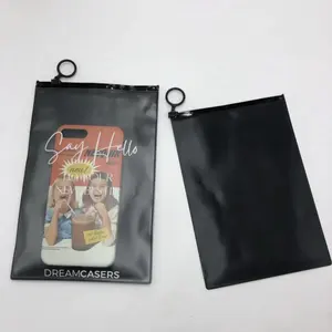 Embalaje de collar y pendientes con logotipo personalizado, bolsa de Pvc transparente con cremallera para joyería y cosméticos