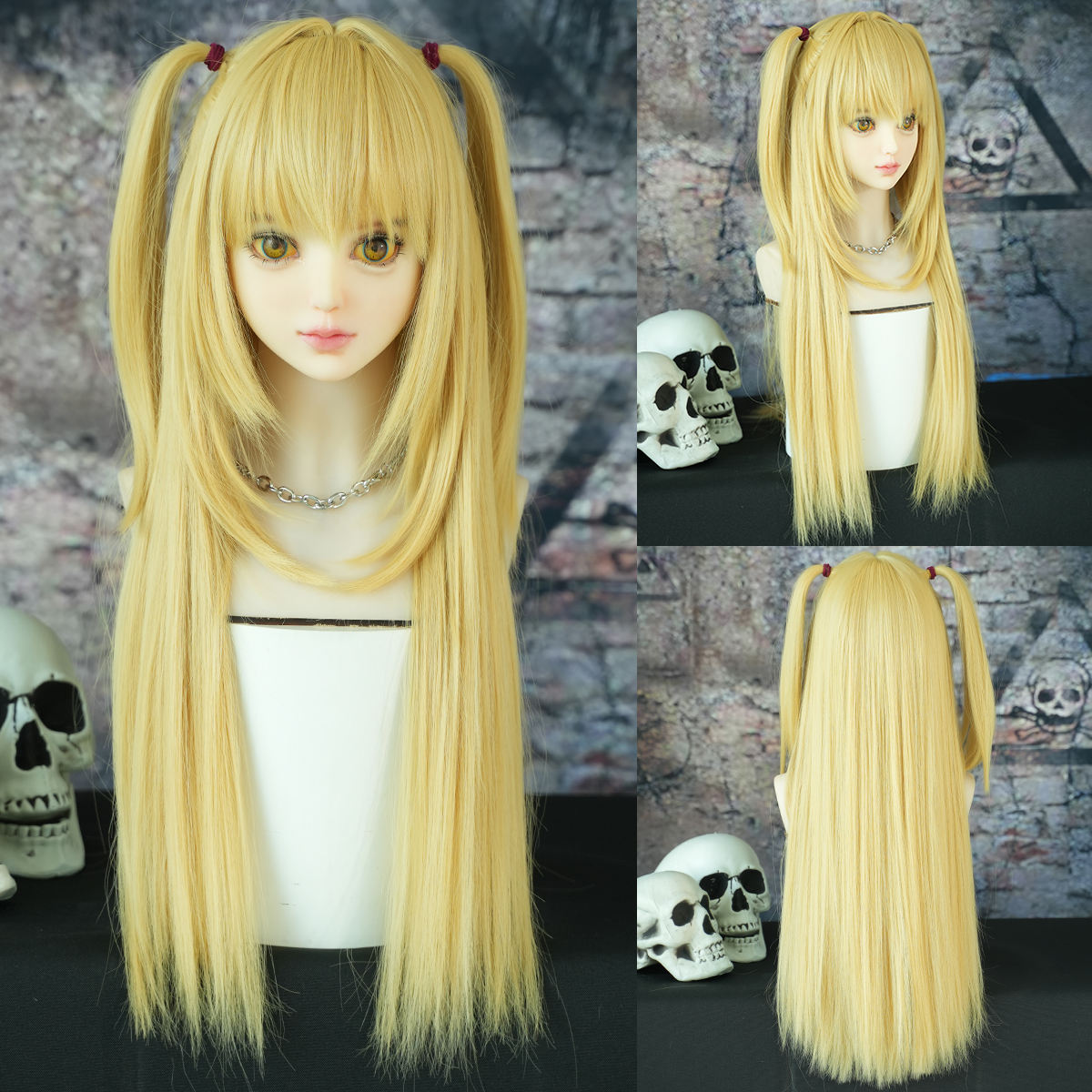 MisaMisa Long Straight Blonde Anime Cosplay Wig for Women Girls