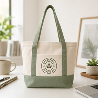 Sac fourre-tout en toile de petite taille avec contraste de couleurs, mini sac à bandoulière, logo personnalisé, pour le bureau, le quotidien, la promotion ou comme cadeau