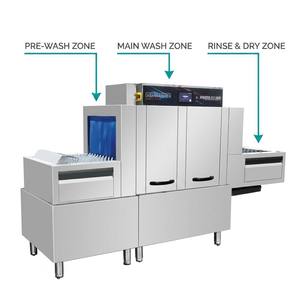 Lave-vaisselle à convoyeur commercial et industriel, capacité 2500-5000 services par heure, type linéaire, en acier inoxydable, pour cantine - Product Image 1