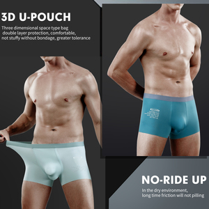 Caleçons pour hommes sensation naturelle, sous-vêtements respirants en nylon avec poche 3D en U, fins pour l'été, boxers sans couture pour hommes - Product Image 2