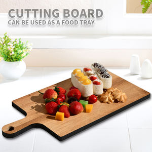 Tabla de cortar de doble cara de madera de Acacia personalizada ecológica, mango de diseño rectangular Natural, utensilios de cocina duraderos, juego de tabla de queso - Product Image 3