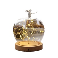 Lampe de nuit transparente en verre borosilicate de haute qualité, motif géométrique, anti-poussière, petite, pour la Saint-Valentin, avec couvercle en forme de fleur éternelle Apple