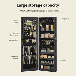 Living Room Wall Mount Lockable Cabinets Dressing <b>Full</b> <b>Length</b> <b>Mirror</b> Door Jewelry Shelves - Product Image 3