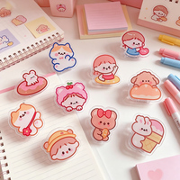 Clips en acrylique mignons à l'effigie de dessins animés, imprimés Kawaii, animaux, pour carnets, journaux, fournitures de bureau décoratives, clips en acrylique à motifs de personnages