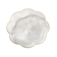 Traditionnel or Patten Transparent Table ronde décor plateaux fête décorer en plastique plateaux de service clair chargeur plaque