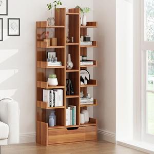 Modern floor shaped creative wooden book shelf bookcases book storage cabinet