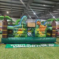 QIQU 5x4m Parc d'aventure gonflable robuste en PVC écologique avec toboggan et parcours d'obstacles pour enfants