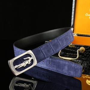 เข็มขัดหนังจระเข้สำหรับผู้ชาย หัวเข็มขัดเหล็ก ดีไซน์หรูหราสำหรับธุรกิจและพักผ่อน น้ำหนักเบาและทนทาน ขายส่งจากผู้ผลิต - Product Image 5