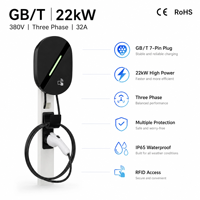 Borne de recharge murale rapide AC triphasée 22 kW GB/T EV, compatible OCPP 1.6J, application intelligente, pour BYD, ZEEKR, NIO, XPENG, Tesla