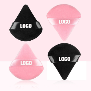 Houppette de maquillage triangulaire en velours de coton sans latex, ultra douce, grande et mini, avec logo personnalisé - Product Image 1