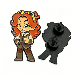Pin de esmalte duro personalizado con diseño de chica con gafas steampunk, estilo dibujo animado, para recuerdo de arte indie y accesorio para mochila - Product Image 2