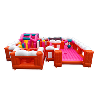 Château gonflable rose AirFunPro, thème spatial, en PVC, pour enfants, portable, intérieur/extérieur, pour parcs à thème