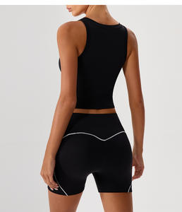 Nuovi pantaloncini sportivi a vita alta Crop top 2 pezzi set Yoga tute Fitness traspiranti <span class=keywords><strong>Zero</strong></span> Feel palestra <span class=keywords><strong>abbigliamento</strong></span> solido - Product Image 4